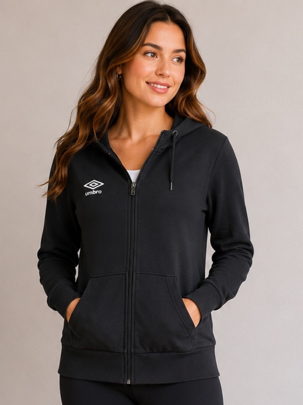 Umbro Black Full Zip Hoodie Women’s Small Athletic Sweatshirt